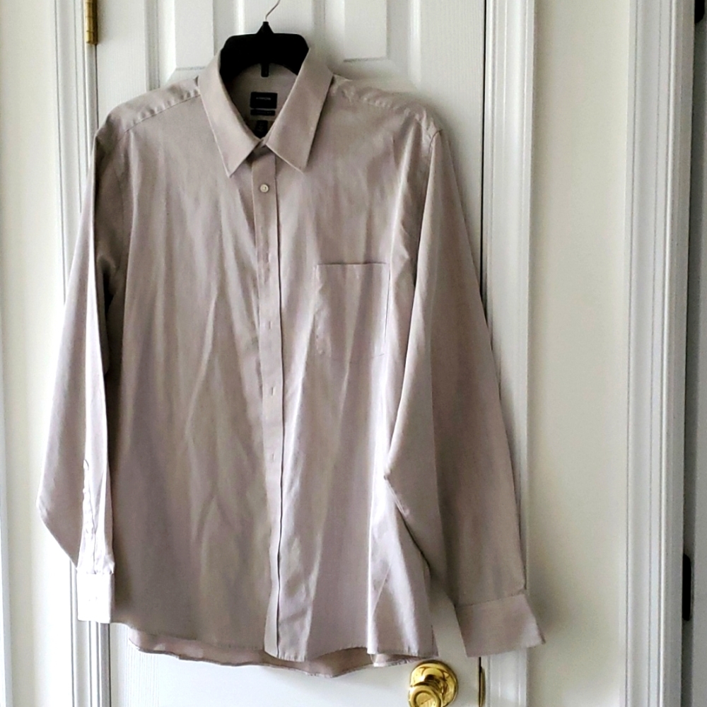 Arrow men's long sleeve dress shirt  17 - 17 1/2, 36/37. Tan